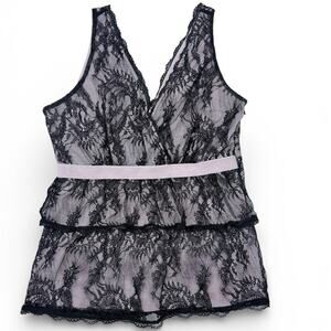 INC International Concepts Black and Pink Lace Chemise